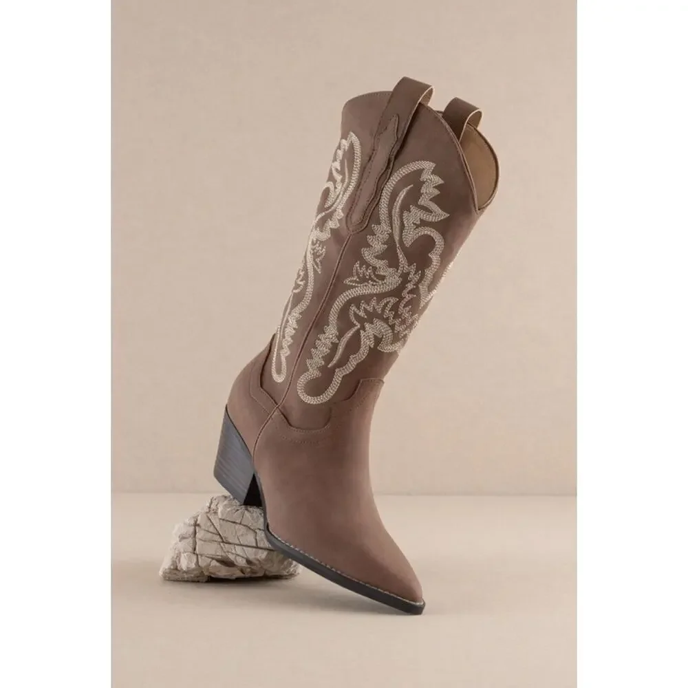 Oasis Society Classic Western Cowgirl Boots Embroidered Navajo Women's 9 Brown - Picture 4 of 7
